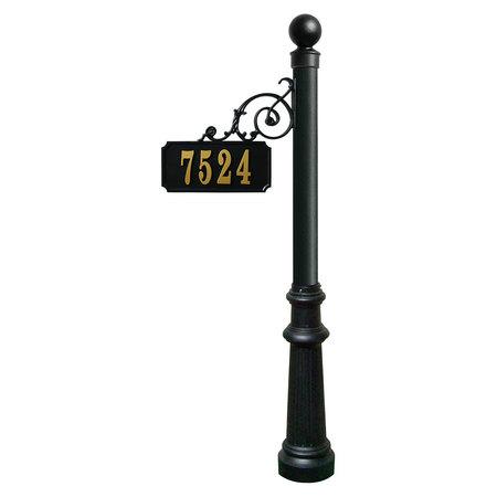 QUALARC Scroll Mount Address Post with decorative Fluted base and Ball finial ADPST-804-BL